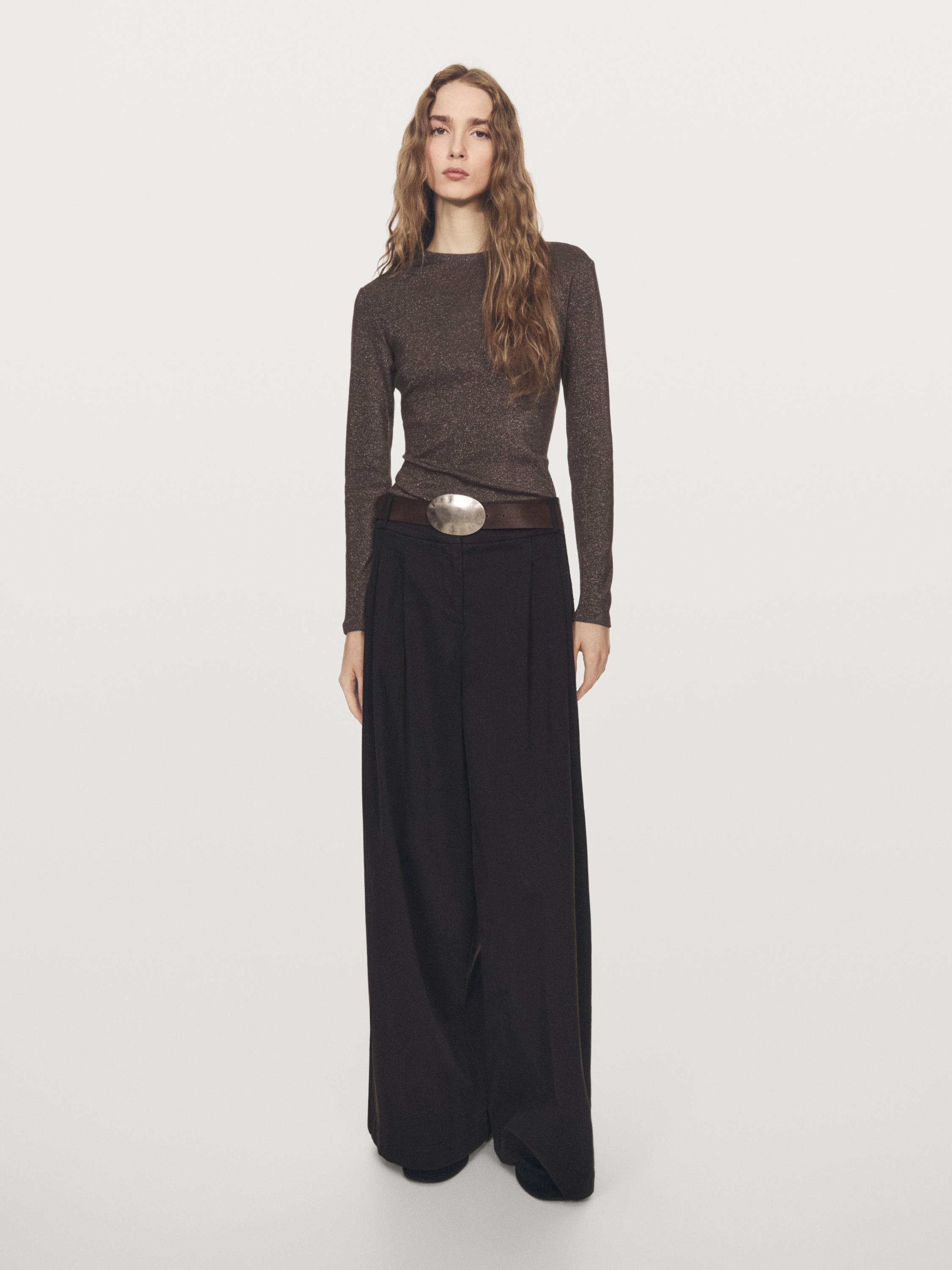 Long sleeve T-shirt with metallic finish